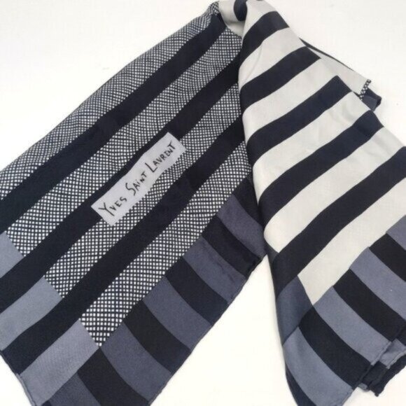 Yves Saint Laurent Stripe Print Cotton Scarf - Picture 3 of 7